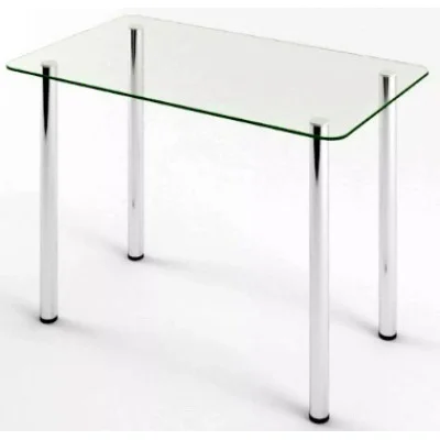 Glass dining table D-04-0 with tempered glass and chrome legs